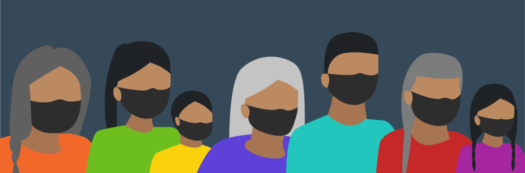 Illustration of Indigenous people wearing masks